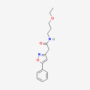 molecular formula C16H20N2O3 B2569681 N-(3-ethoxypropyl)-2-(5-phenyl-1,2-oxazol-3-yl)acetamide CAS No. 953244-47-8