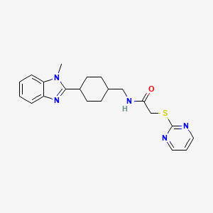 molecular formula C21H25N5OS B2569696 N-((4-(1-methyl-1H-benzo[d]imidazol-2-yl)cyclohexyl)methyl)-2-(pyrimidin-2-ylthio)acetamide CAS No. 1207026-40-1