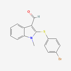 molecular formula C16H12BrNOS B2569718 2-[(4-bromophenyl)sulfanyl]-1-methyl-1H-indole-3-carbaldehyde CAS No. 338416-15-2