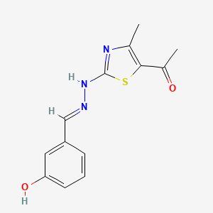 (E)-1-(2-(2-(3-hydroxybenzylidene)hydrazinyl)-4-methylthiazol-5-yl)ethanone