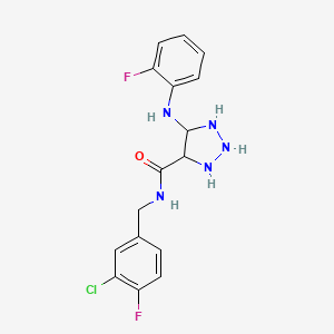 N-[(3-chloro-4-fluorophenyl)methyl]-5-[(2-fluorophenyl)amino]-1H-1,2,3-triazole-4-carboxamide