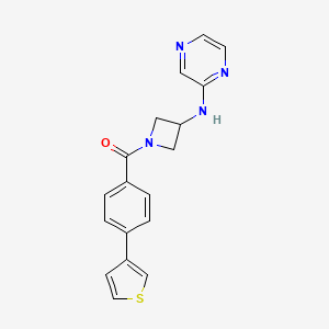 molecular formula C18H16N4OS B2569734 N-{1-[4-(thiophen-3-yl)benzoyl]azetidin-3-yl}pyrazin-2-amine CAS No. 2177366-12-8
