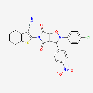 2-(2-(4-chlorophenyl)-3-(4-nitrophenyl)-4,6-dioxotetrahydro-2H-pyrrolo[3,4-d]isoxazol-5(3H)-yl)-4,5,6,7-tetrahydrobenzo[b]thiophene-3-carbonitrile