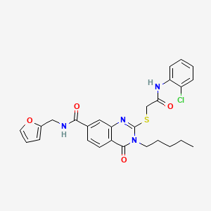 2-[2-(2-chloroanilino)-2-oxoethyl]sulfanyl-N-(furan-2-ylmethyl)-4-oxo-3-pentylquinazoline-7-carboxamide