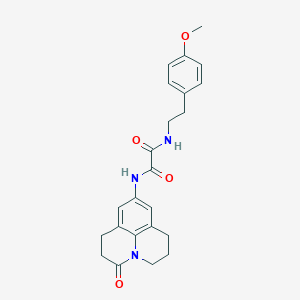 molecular formula C23H25N3O4 B2569748 N'-[2-(4-methoxyphenyl)ethyl]-N-{2-oxo-1-azatricyclo[7.3.1.0^{5,13}]trideca-5,7,9(13)-trien-7-yl}ethanediamide CAS No. 898456-16-1