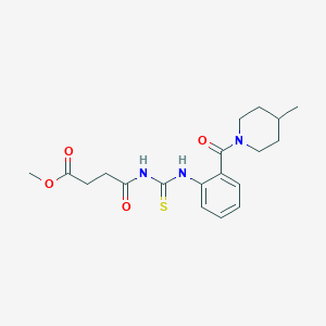 molecular formula C19H25N3O4S B2569798 METHYL 4-({[2-(4-METHYLPIPERIDINE-1-CARBONYL)PHENYL]CARBAMOTHIOYL}AMINO)-4-OXOBUTANOATE CAS No. 875189-95-0