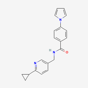 molecular formula C20H19N3O B2569800 N-((6-cyclopropylpyridin-3-yl)methyl)-4-(1H-pyrrol-1-yl)benzamide CAS No. 2320537-62-8