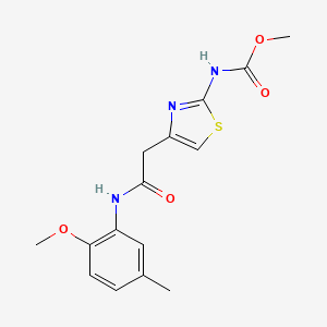 molecular formula C15H17N3O4S B2569805 Methyl (4-(2-((2-methoxy-5-methylphenyl)amino)-2-oxoethyl)thiazol-2-yl)carbamate CAS No. 946313-77-5