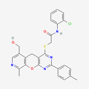 N-(2-chlorophenyl)-2-((6-(hydroxymethyl)-9-methyl-2-(p-tolyl)-5H-pyrido[4',3':5,6]pyrano[2,3-d]pyrimidin-4-yl)thio)acetamide