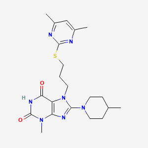 7-[3-(4,6-Dimethylpyrimidin-2-yl)sulfanylpropyl]-3-methyl-8-(4-methylpiperidin-1-yl)purine-2,6-dione
