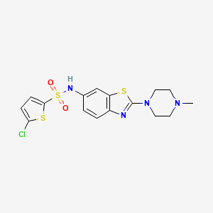 molecular formula C16H17ClN4O2S3 B2569816 5-chloro-N-(2-(4-methylpiperazin-1-yl)benzo[d]thiazol-6-yl)thiophene-2-sulfonamide CAS No. 1171472-96-0