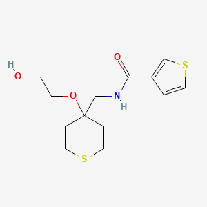 molecular formula C13H19NO3S2 B2569818 N-((4-(2-hydroxyethoxy)tetrahydro-2H-thiopyran-4-yl)methyl)thiophene-3-carboxamide CAS No. 2320686-11-9