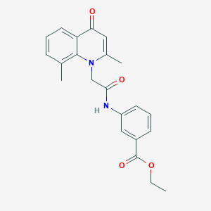 molecular formula C22H22N2O4 B2569821 ethyl 3-[2-(2,8-dimethyl-4-oxo-1,4-dihydroquinolin-1-yl)acetamido]benzoate CAS No. 797014-70-1