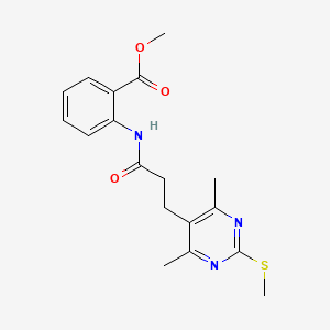 molecular formula C18H21N3O3S B2569836 Methyl 2-(3-(4,6-dimethyl-2-(methylthio)pyrimidin-5-yl)propanamido)benzoate CAS No. 924068-64-4