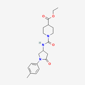 molecular formula C20H27N3O4 B2569837 Ethyl 1-((5-oxo-1-(p-tolyl)pyrrolidin-3-yl)carbamoyl)piperidine-4-carboxylate CAS No. 894014-08-5