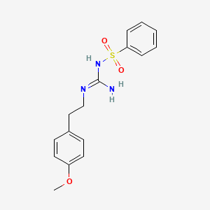 molecular formula C16H19N3O3S B2569962 N-(N-(4-methoxyphenethyl)carbamimidoyl)benzenesulfonamide CAS No. 869075-38-7