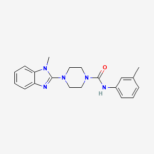 molecular formula C20H23N5O B2570000 4-(1-methyl-1H-benzo[d]imidazol-2-yl)-N-(m-tolyl)piperazine-1-carboxamide CAS No. 1226431-13-5