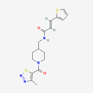 molecular formula C17H20N4O2S2 B2570006 (2E)-N-{[1-(4-methyl-1,2,3-thiadiazole-5-carbonyl)piperidin-4-yl]methyl}-3-(thiophen-2-yl)prop-2-enamide CAS No. 1235699-06-5