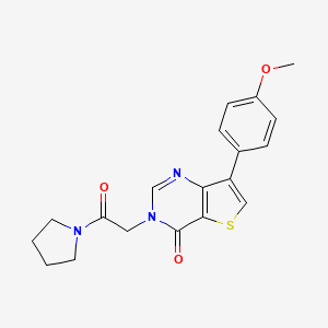 molecular formula C19H19N3O3S B2570012 7-(4-methoxyphenyl)-3-[2-oxo-2-(pyrrolidin-1-yl)ethyl]-3H,4H-thieno[3,2-d]pyrimidin-4-one CAS No. 1207015-52-8