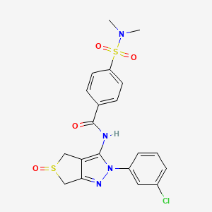 molecular formula C20H19ClN4O4S2 B2570052 N-(2-(3-chlorophenyl)-5-oxido-4,6-dihydro-2H-thieno[3,4-c]pyrazol-3-yl)-4-(N,N-dimethylsulfamoyl)benzamide CAS No. 1019102-92-1