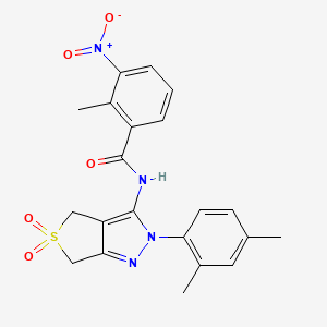 molecular formula C21H20N4O5S B2570063 N-[2-(2,4-dimethylphenyl)-5,5-dioxo-2H,4H,6H-5lambda6-thieno[3,4-c]pyrazol-3-yl]-2-methyl-3-nitrobenzamide CAS No. 450339-73-8