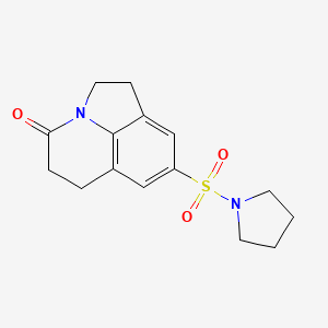 molecular formula C15H18N2O3S B2570072 6-(pyrrolidine-1-sulfonyl)-1-azatricyclo[6.3.1.0^{4,12}]dodeca-4(12),5,7-trien-11-one CAS No. 898462-55-0