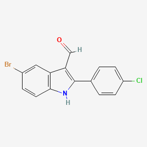 molecular formula C15H9BrClNO B2570098 5-bromo-2-(4-chlorophenyl)-1H-indole-3-carbaldehyde CAS No. 587828-26-0