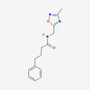 molecular formula C14H17N3O2 B2570104 N-[(3-methyl-1,2,4-oxadiazol-5-yl)methyl]-4-phenylbutanamide CAS No. 1235097-41-2
