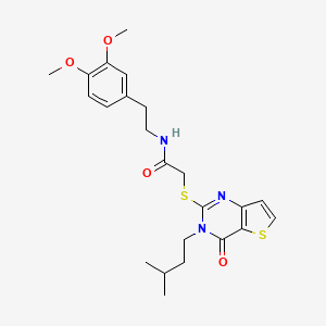 molecular formula C23H29N3O4S2 B2570113 N-[2-(3,4-dimethoxyphenyl)ethyl]-2-{[3-(3-methylbutyl)-4-oxo-3H,4H-thieno[3,2-d]pyrimidin-2-yl]sulfanyl}acetamide CAS No. 440329-82-8