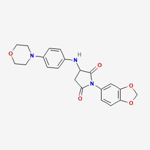 molecular formula C21H21N3O5 B2570117 1-(2H-1,3-BENZODIOXOL-5-YL)-3-{[4-(MORPHOLIN-4-YL)PHENYL]AMINO}PYRROLIDINE-2,5-DIONE CAS No. 474008-04-3