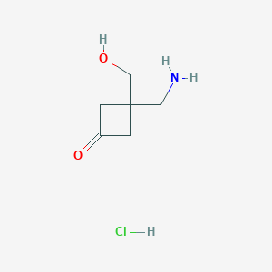 3-(Aminomethyl)-3-(hydroxymethyl)cyclobutan-1-one;hydrochloride