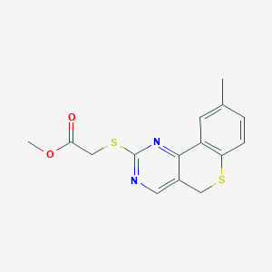 molecular formula C15H14N2O2S2 B2570131 methyl 2-[(9-methyl-5H-thiochromeno[4,3-d]pyrimidin-2-yl)sulfanyl]acetate CAS No. 478246-78-5