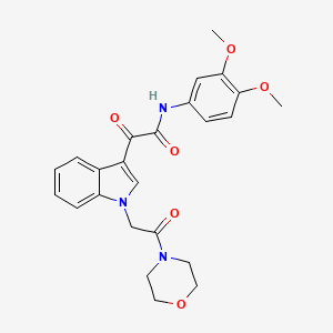 molecular formula C24H25N3O6 B2570147 N-(3,4-dimethoxyphenyl)-2-{1-[2-(morpholin-4-yl)-2-oxoethyl]-1H-indol-3-yl}-2-oxoacetamide CAS No. 872857-47-1
