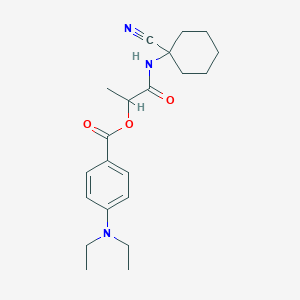 molecular formula C21H29N3O3 B2570157 1-[(1-Cyanocyclohexyl)carbamoyl]ethyl 4-(diethylamino)benzoate CAS No. 938627-42-0