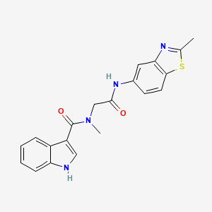 molecular formula C20H18N4O2S B2570164 N-methyl-N-(2-((2-methylbenzo[d]thiazol-5-yl)amino)-2-oxoethyl)-1H-indole-3-carboxamide CAS No. 1251709-88-2