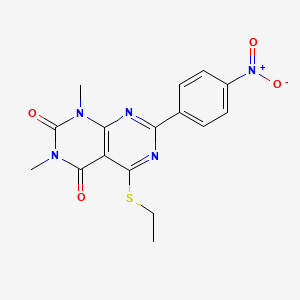 molecular formula C16H15N5O4S B2570174 5-(ethylthio)-1,3-dimethyl-7-(4-nitrophenyl)pyrimido[4,5-d]pyrimidine-2,4(1H,3H)-dione CAS No. 852171-47-2