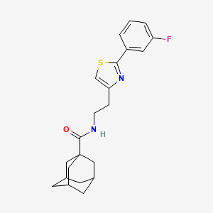 molecular formula C22H25FN2OS B2570184 N-{2-[2-(3-fluorophenyl)-1,3-thiazol-4-yl]ethyl}adamantane-1-carboxamide CAS No. 895781-87-0