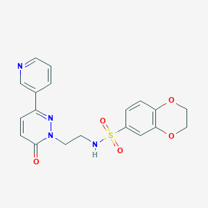 molecular formula C19H18N4O5S B2570192 N-(2-(6-oxo-3-(pyridin-3-yl)pyridazin-1(6H)-yl)ethyl)-2,3-dihydrobenzo[b][1,4]dioxine-6-sulfonamide CAS No. 1021062-63-4
