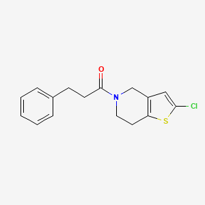 molecular formula C16H16ClNOS B2570211 1-(2-chloro-6,7-dihydrothieno[3,2-c]pyridin-5(4H)-yl)-3-phenylpropan-1-one CAS No. 2034553-05-2