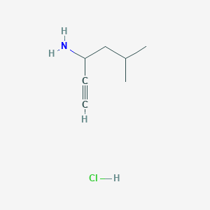 molecular formula C7H14ClN B2570224 5-Methylhex-1-yn-3-amine;hydrochloride CAS No. 1207432-78-7