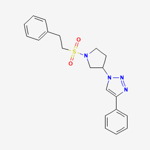molecular formula C20H22N4O2S B2570226 1-(1-(phenethylsulfonyl)pyrrolidin-3-yl)-4-phenyl-1H-1,2,3-triazole CAS No. 2034424-55-8