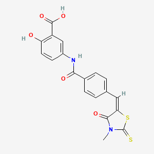 (E)-2-hydroxy-5-(4-((3-methyl-4-oxo-2-thioxothiazolidin-5-ylidene)methyl)benzamido)benzoic acid