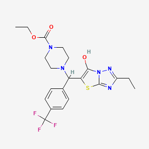 Ethyl 4-((2-ethyl-6-hydroxythiazolo[3,2-b][1,2,4]triazol-5-yl)(4-(trifluoromethyl)phenyl)methyl)piperazine-1-carboxylate