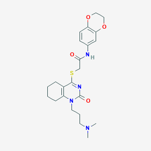 N-(2,3-dihydrobenzo[b][1,4]dioxin-6-yl)-2-((1-(3-(dimethylamino)propyl)-2-oxo-1,2,5,6,7,8-hexahydroquinazolin-4-yl)thio)acetamide