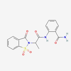 2-(2-(1,1-dioxido-3-oxobenzo[d]isothiazol-2(3H)-yl)propanamido)benzamide