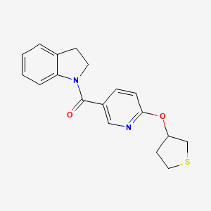 molecular formula C18H18N2O2S B2570248 1-[6-(thiolan-3-yloxy)pyridine-3-carbonyl]-2,3-dihydro-1H-indole CAS No. 2034237-40-4
