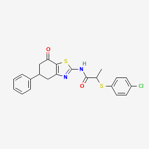 2-(4-chlorophenyl)sulfanyl-N-(7-oxo-5-phenyl-5,6-dihydro-4H-1,3-benzothiazol-2-yl)propanamide