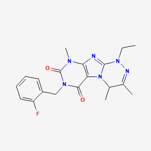 molecular formula C19H21FN6O2 B2570257 1-ethyl-7-(2-fluorobenzyl)-3,4,9-trimethyl-1,4-dihydro-[1,2,4]triazino[3,4-f]purine-6,8(7H,9H)-dione CAS No. 923426-69-1