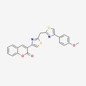 molecular formula C23H16N2O3S2 B2570297 3-[2-[[4-(4-Methoxyphenyl)-1,3-thiazol-2-yl]methyl]-1,3-thiazol-4-yl]chromen-2-one CAS No. 708997-20-0