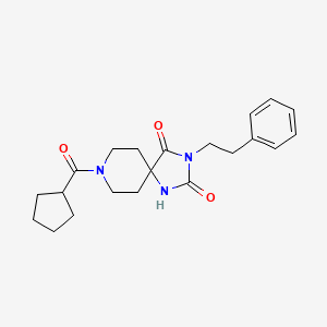 molecular formula C21H27N3O3 B2570298 8-(环戊基甲酰)-3-苯乙基-1,3,8-三氮杂螺[4.5]癸烷-2,4-二酮 CAS No. 1021032-39-2